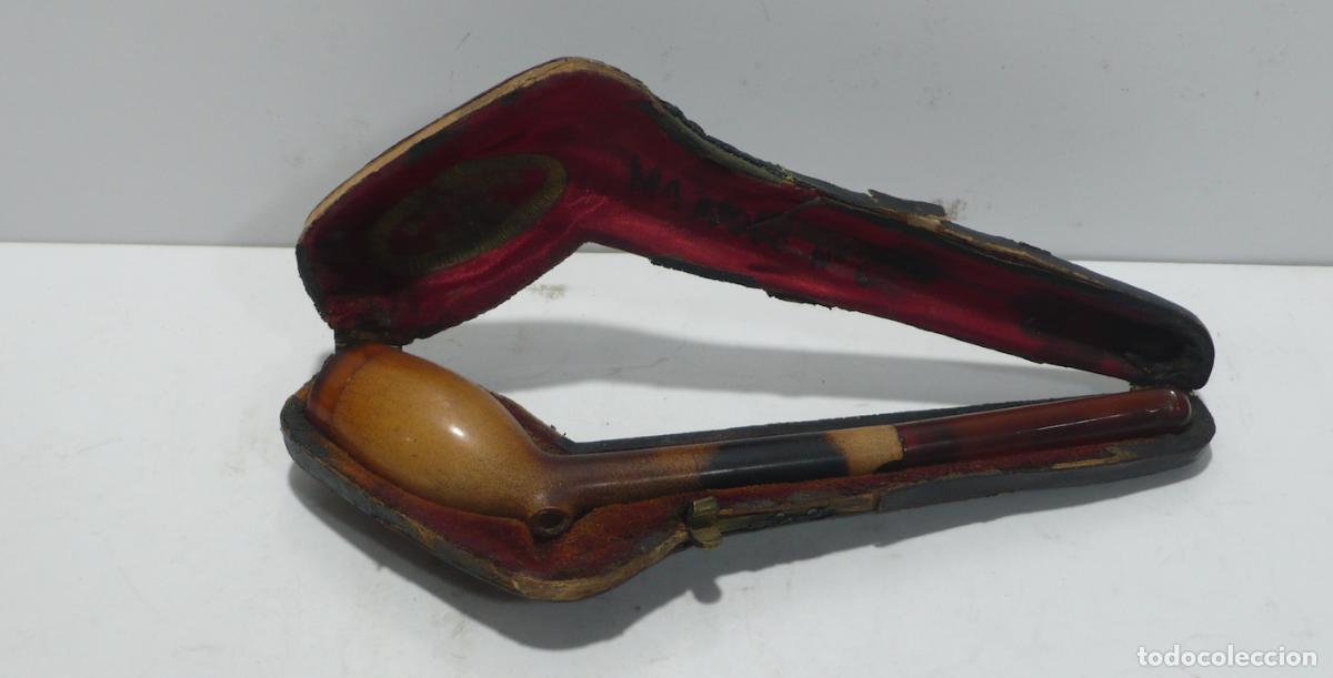 Pipas de fumar: pipa en madera y ambar con su estuche - Foto 2