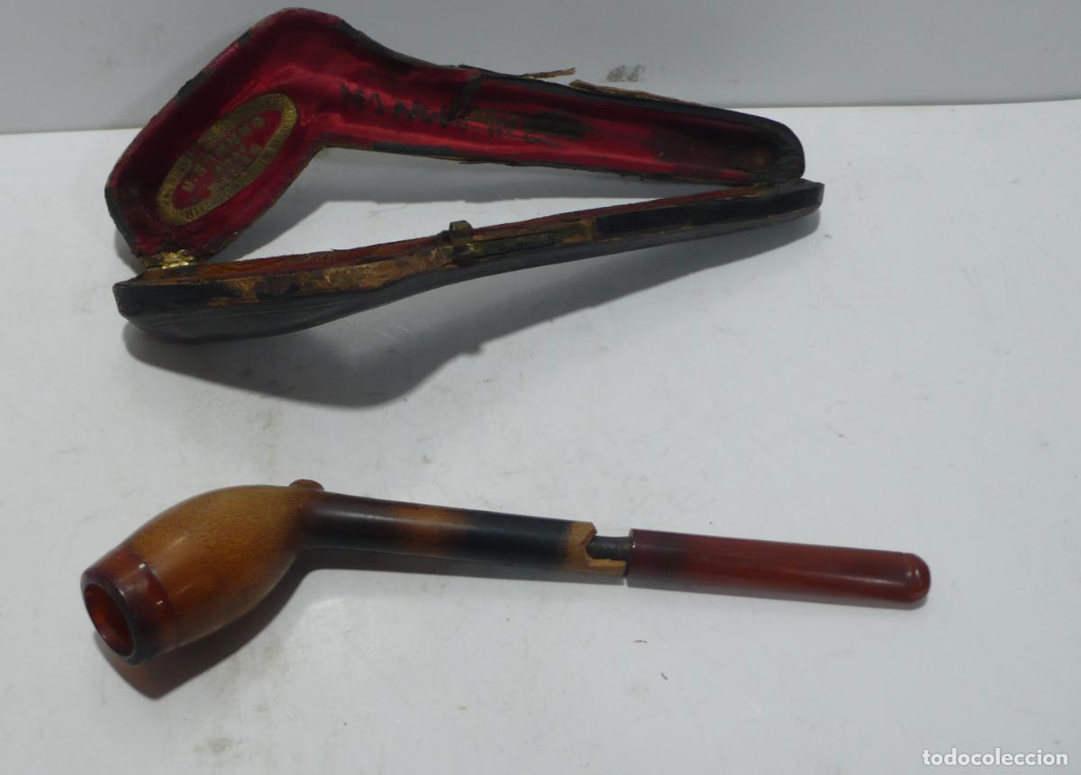 Pipas de fumar: pipa en madera y ambar con su estuche - Foto 3