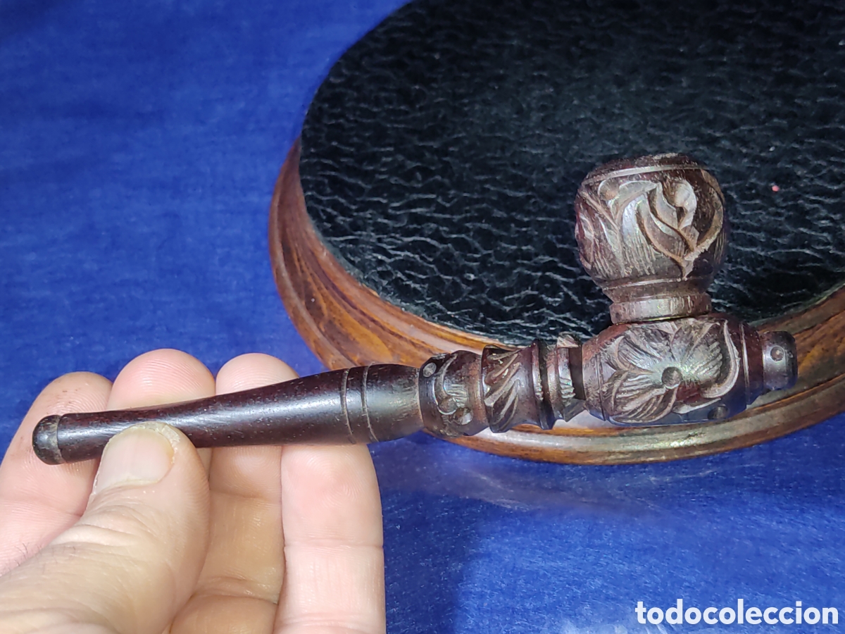 Pipas de fumar: Pipa de madera de &eacute;bano tallada. - Foto 2