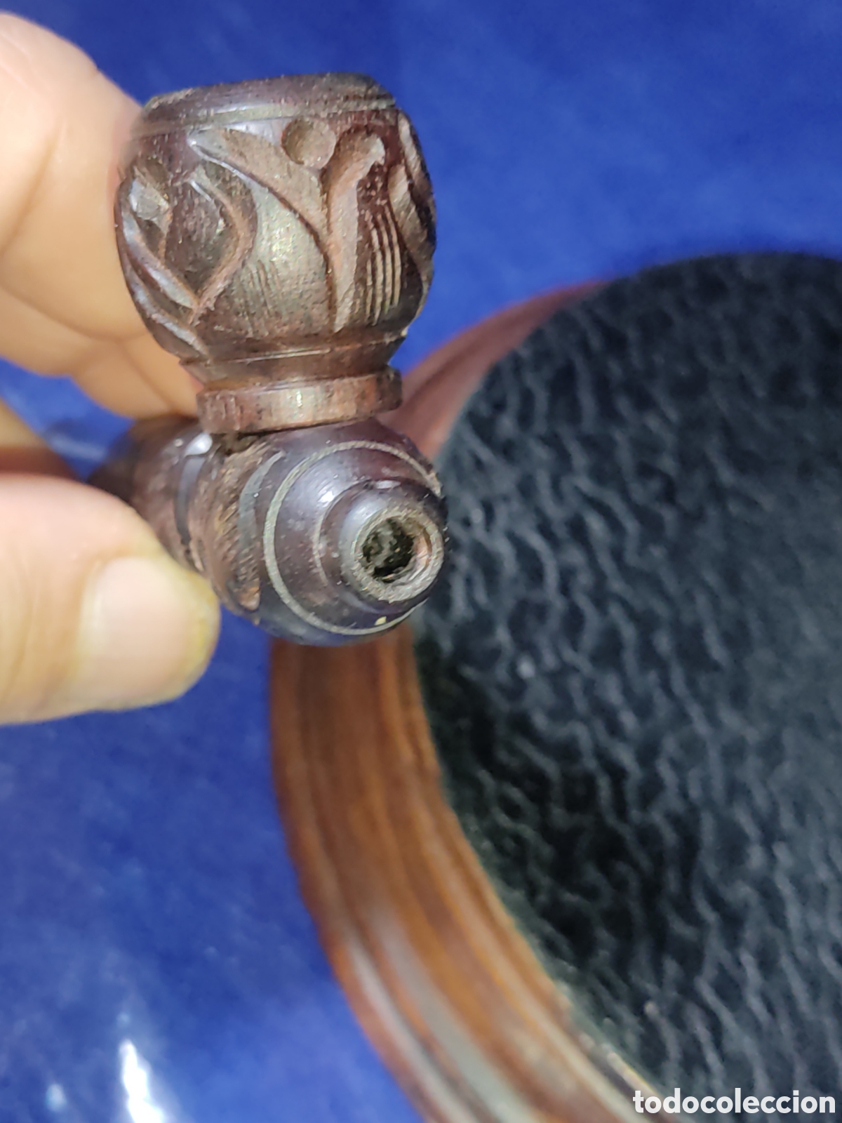 Pipas de fumar: Pipa de madera de &eacute;bano tallada. - Foto 3