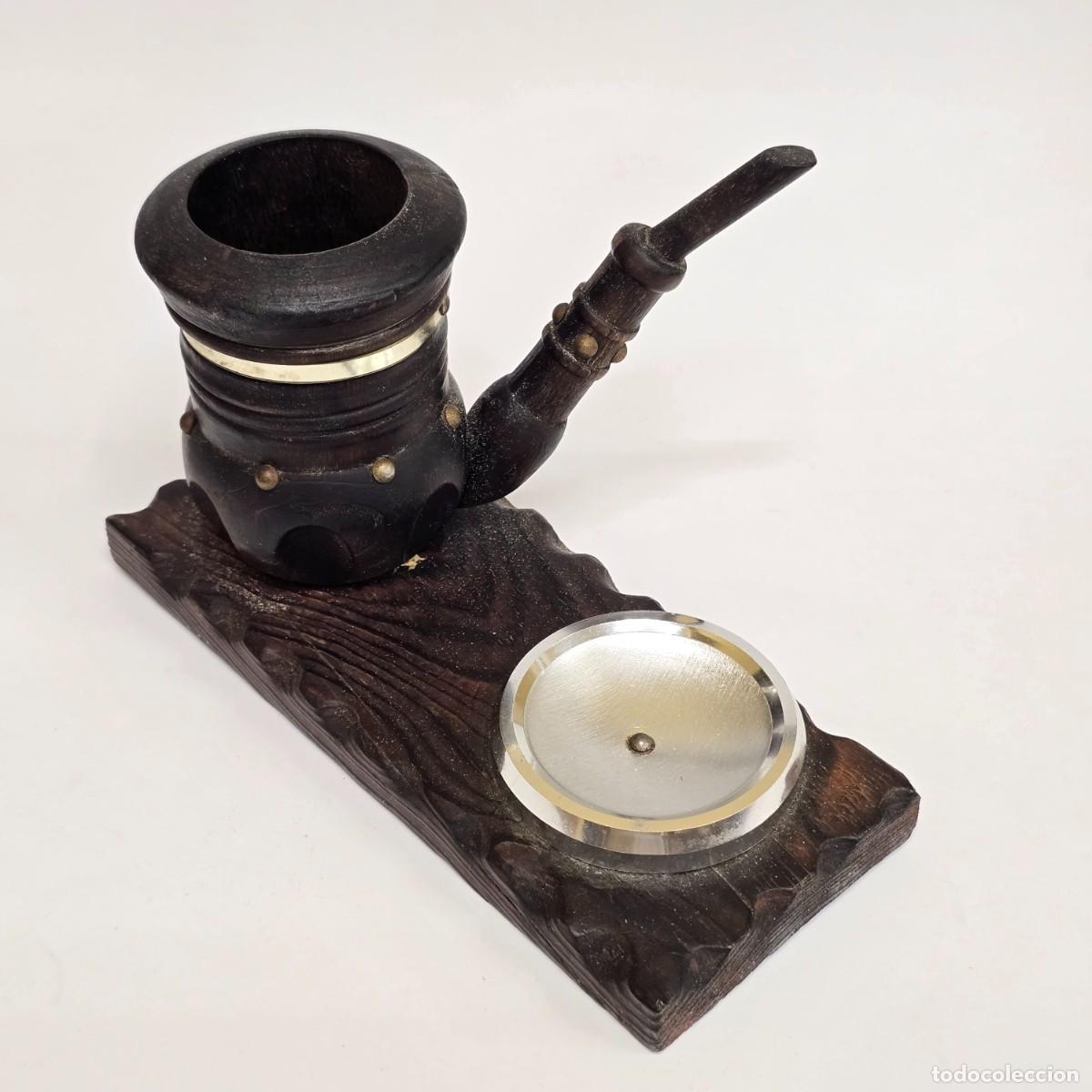 Pipas de fumar: CENICERO CON PIPA. BASE DE MADERA. - Foto 1