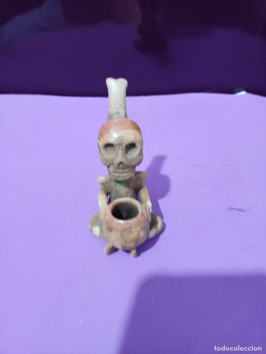 Pipas de fumar: pipa de barro con forma de calavera - Foto 2