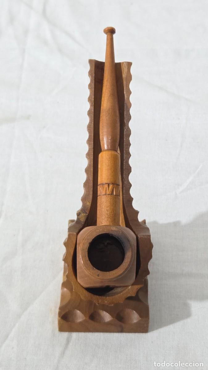 Pipas de fumar: Pipa de fumar de madera con soporte - Foto 1