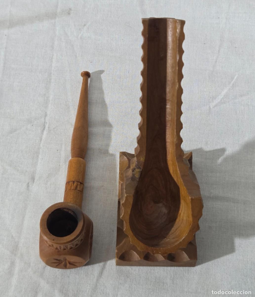 Pipas de fumar: Pipa de fumar de madera con soporte - Foto 3