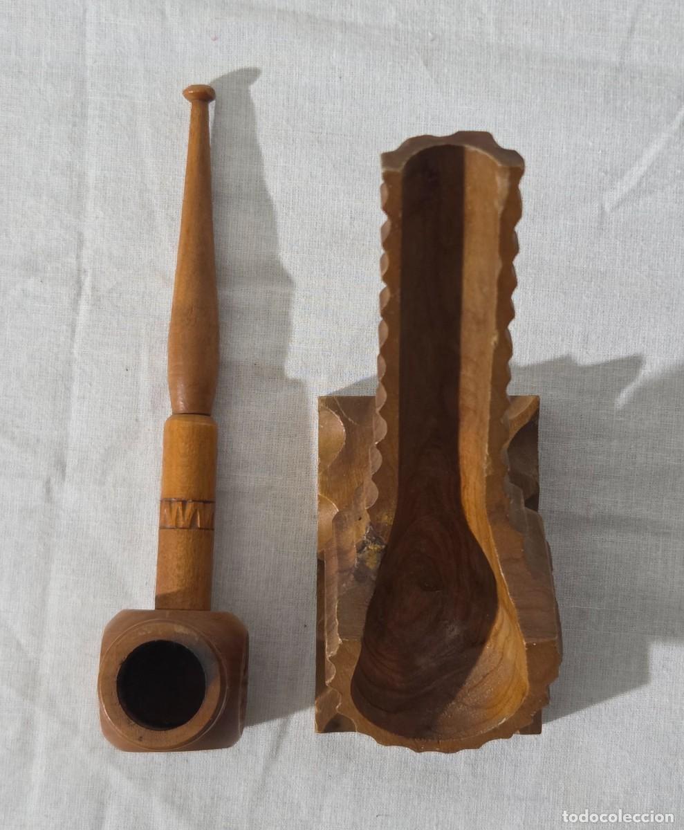Pipas de fumar: Pipa de fumar de madera con soporte - Foto 4