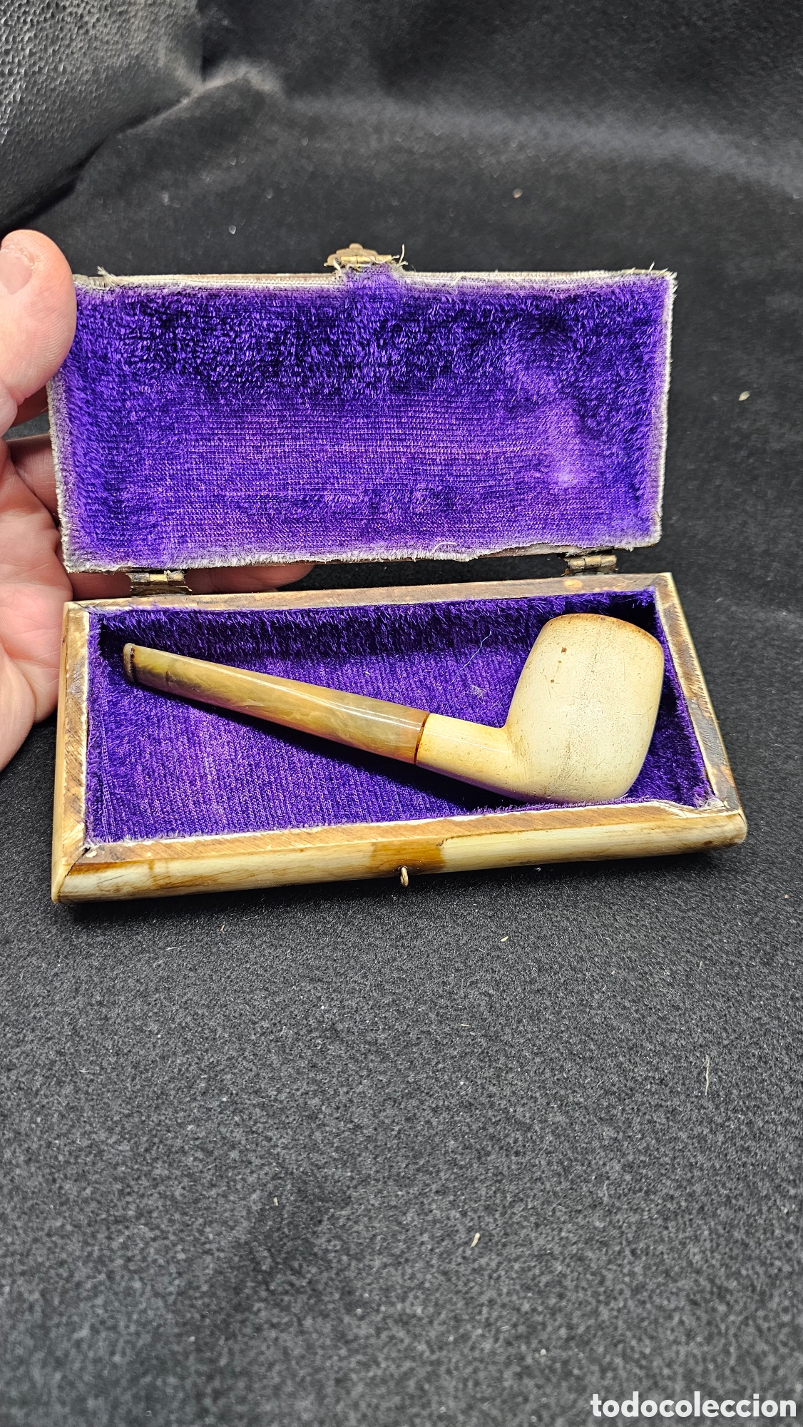 Smoking pipes: Antigua pipa de espuma de mar con caja de hueso
