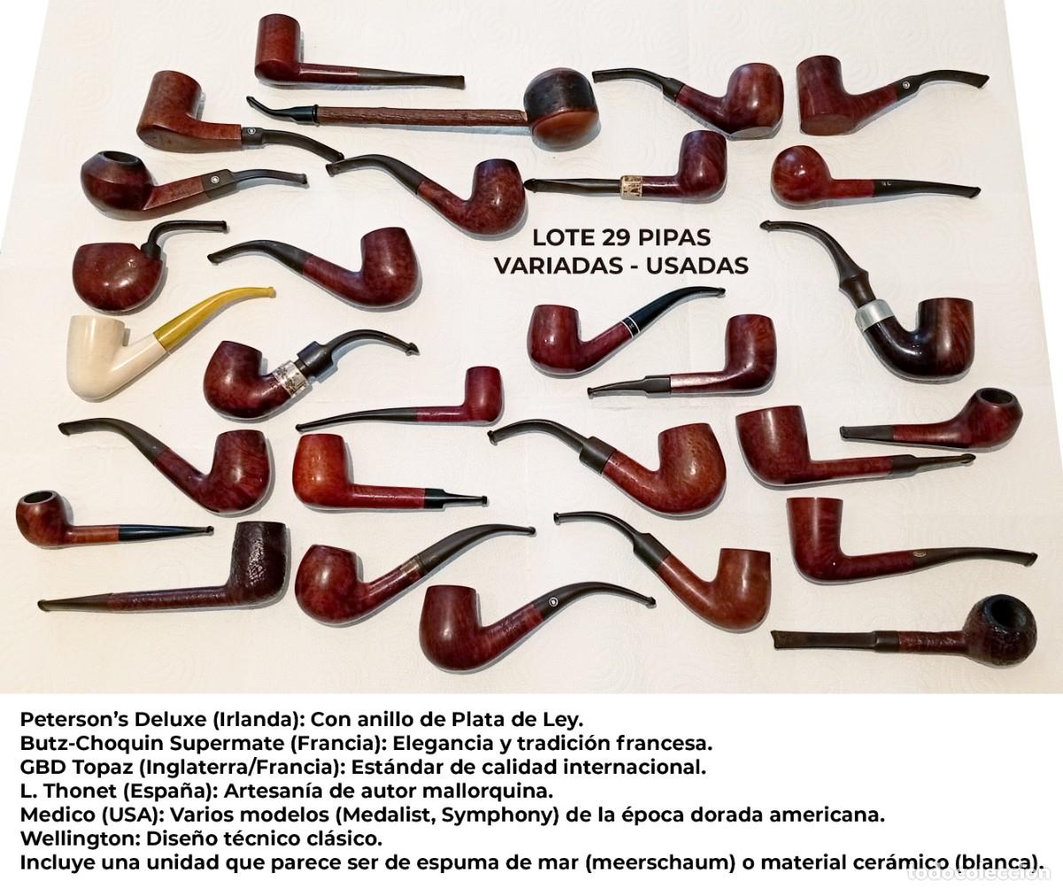 Pipas de fumar: Lote 29 Pipas de Fumador (Peterson, Briar, Smoking Pipe, Plata, Vintage) para restauraci&oacute;n.