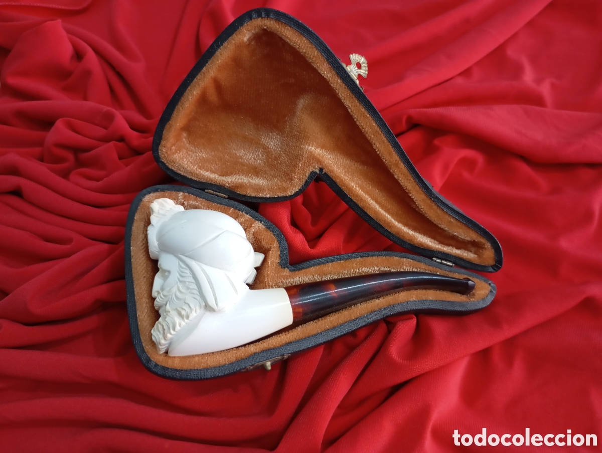 Pipas de fumar: Talla Espuma de Mar Pipa con estuche sin uso Artesan&iacute;a Fumar