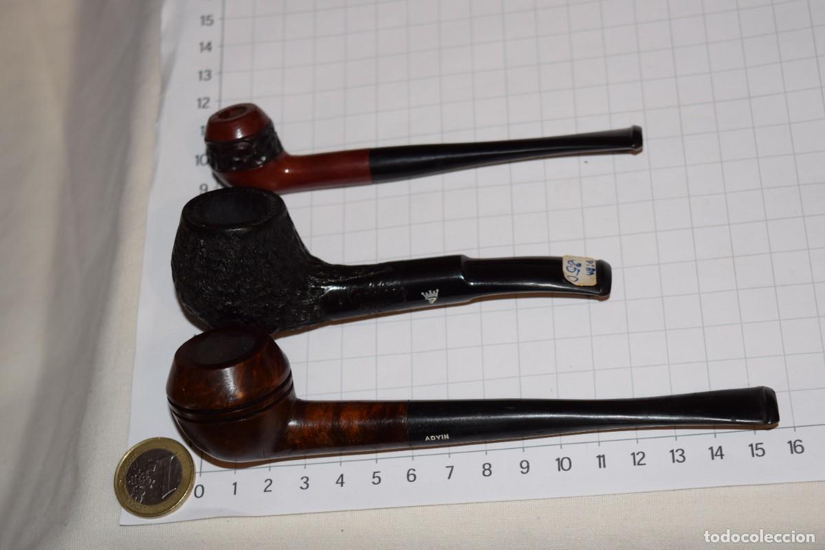 Pipas de fumar: Antiguas, 3 Pipas marcas; ADYIN, MADELCAR y otra sin datos, resto antigua tienda, sin uso - &iexcl;MIRA!