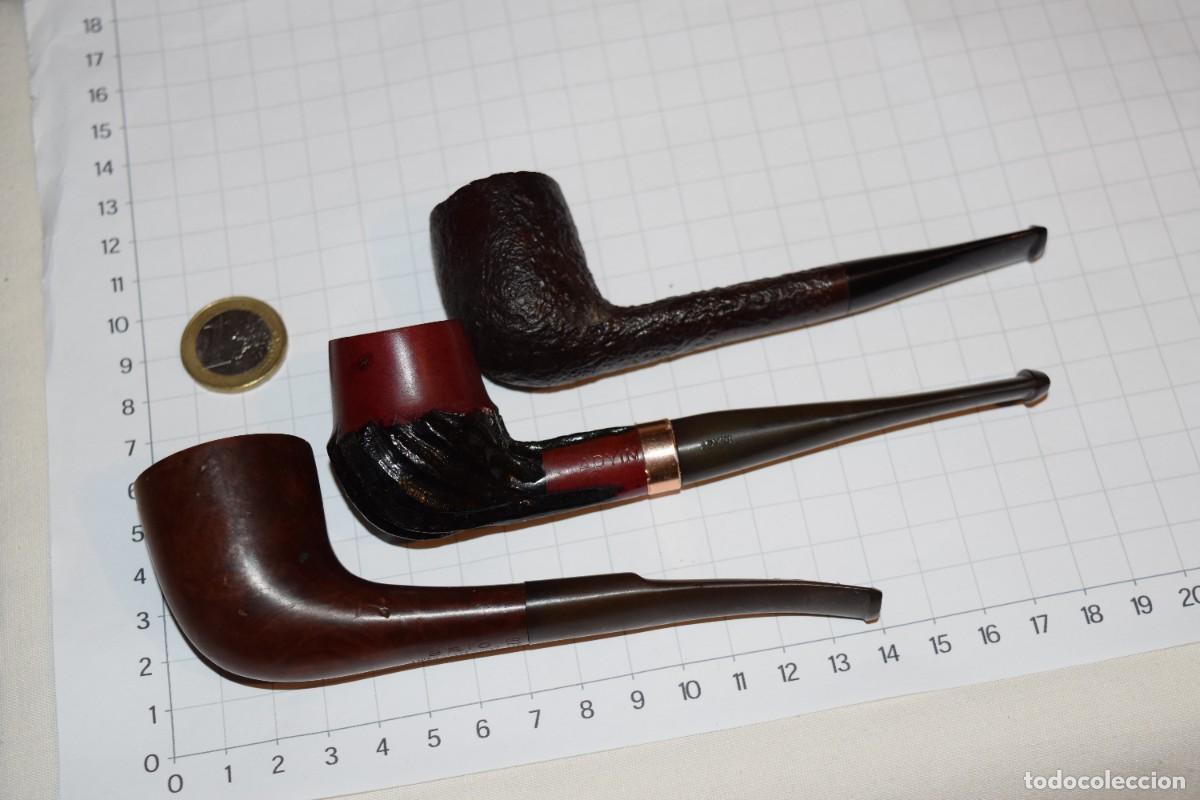 Pipas de fumar: Antiguas, 3 Pipas de las marcas; COMMODORE, BRIO 8200 y ADYIN, resto antigua tienda, sin uso &iexcl;MIRA!