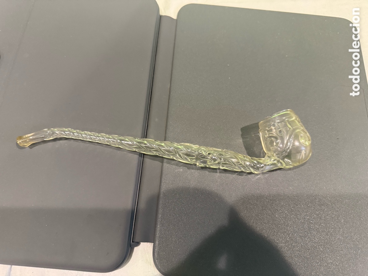 Pipes: Antigua pipa de cristal soplado artesanal tipo Sherlock &ndash; Dise&ntilde;o art&iacute;stico retro