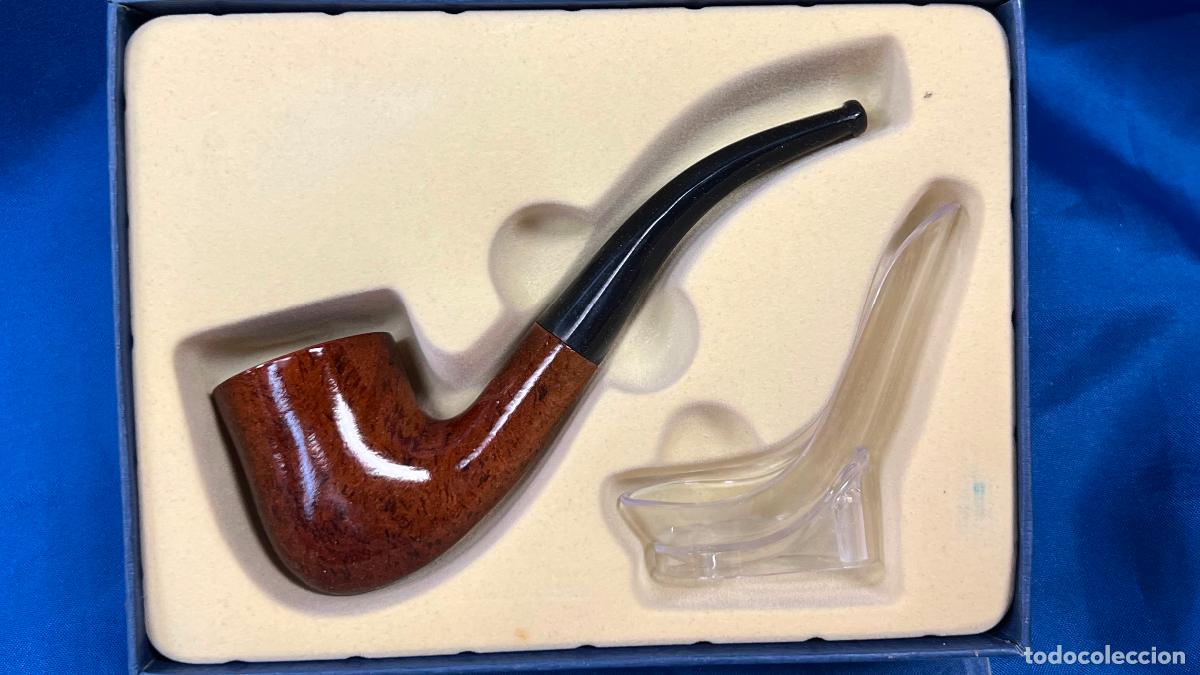 Pipas de fumar: PIPA DE FUMAR DE COLECCI&Oacute;N EN SU ESTUCHE CON BOQUILLA &Aacute;MBAR CURVA