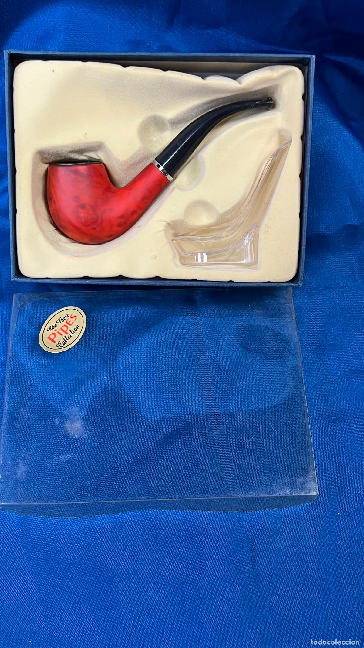 Pipas de fumar: PIPA DE FUMAR DE COLECCI&Oacute;N EN SU ESTUCHE CON CAZOLETA LABRADA ESTILO R&Uacute;STICO OSCURO