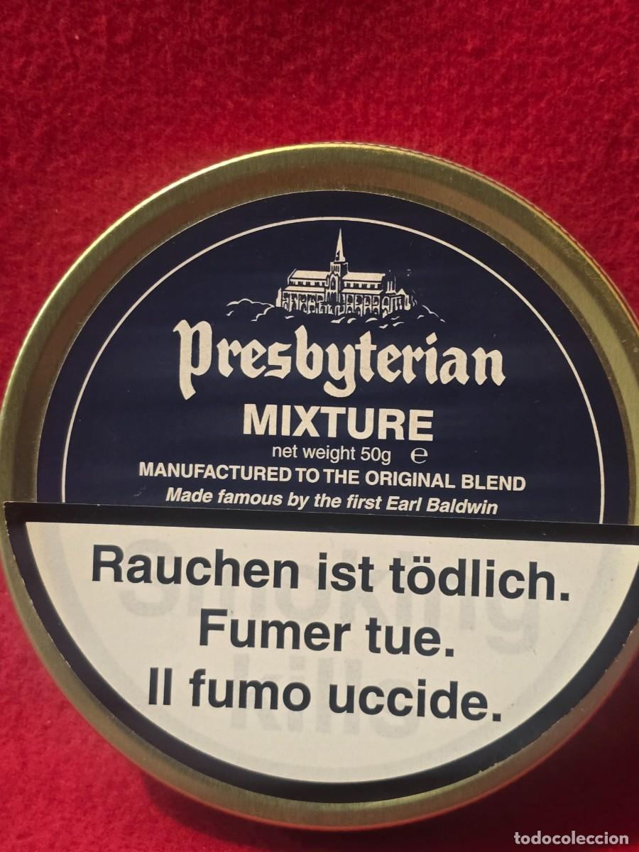 Pipas de fumar: LATA DE TABACO PARA PIPA PRESBYTERIAN MIXTURE. LLENA.