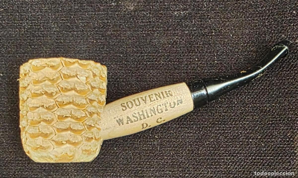 Pipas de fumar: Pipa Decorativa Vintage Souvenir Washington D.C. de Mazorca de Ma&iacute;z Tallada &ndash; 8,5 cm
