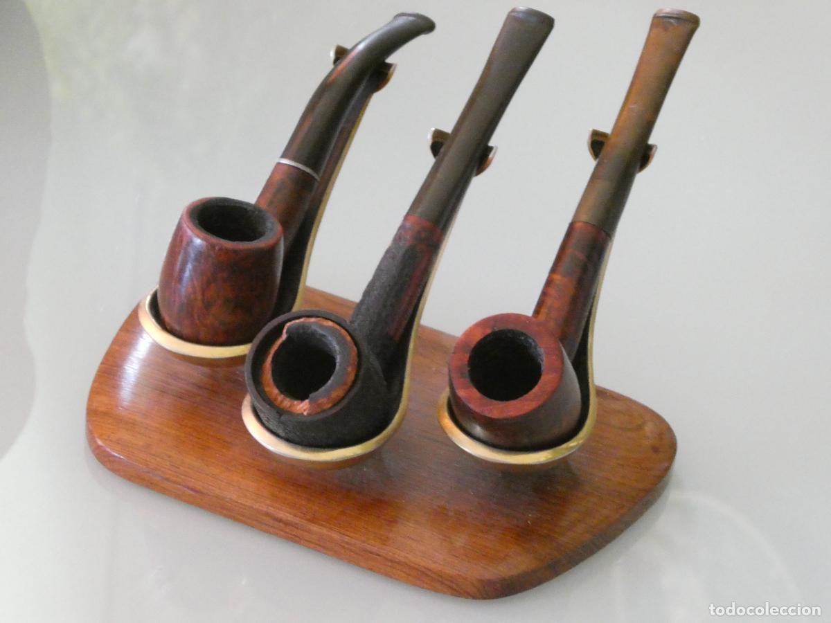 Pipas de fumar: EXPOSITOR METAL MADERA CON 3 PIPAS DE FUMAR. DUN KING DIAMOND ADYIN 430GR