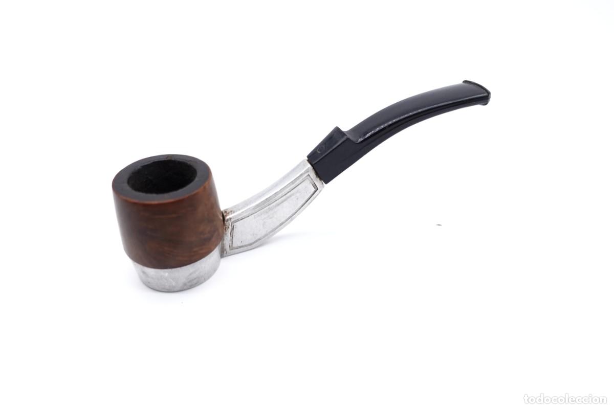Pipas de fumar: ANTIGUA PIPA DE FUMAR PEACEMAKER ENGLAND CON VIROLA DE ALUMINIO Y BOQUILLA CURVA.