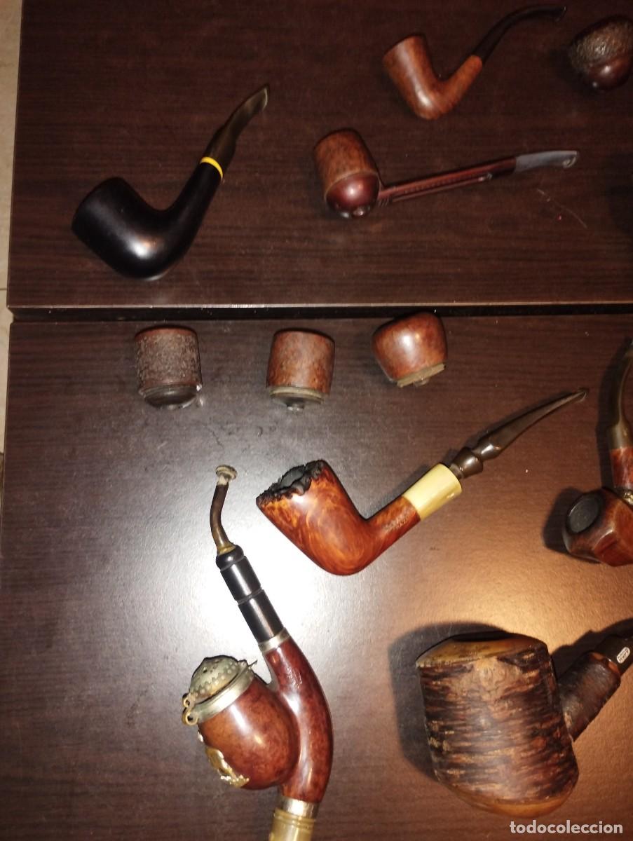 Pipas de fumar: Lote 13 pipas antiguas para fumar mas paquetes tabaco pipa