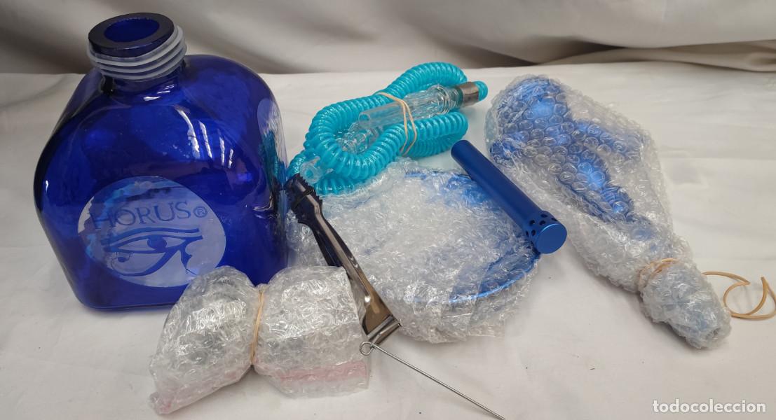 Pipas de fumar: CACHIMBA O PIPA DE AGUA HORUS, DE CRISTAL AZUL, NUEVA