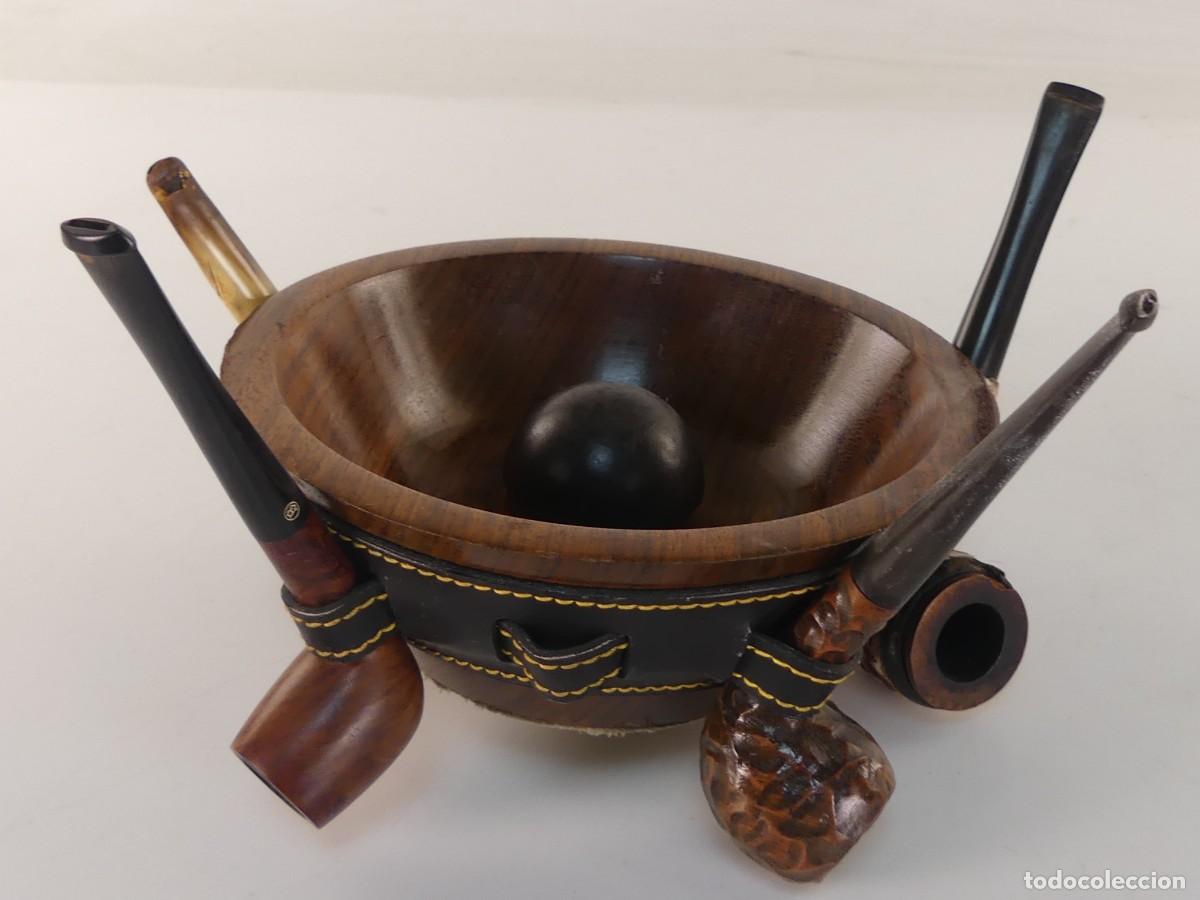 Pipas de fumar: JUEGO CUENCO DE MADERA Y 4 PIPAS DE FUMAR