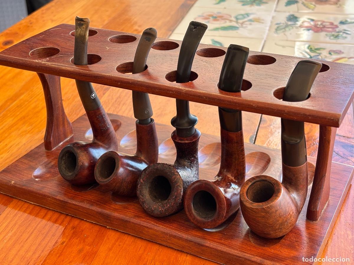 Pipas de fumar: Lote 5 Pipas con pipero de 12 plazas. Bonet, Stanwell, Peterson, Gigi y Savinelli