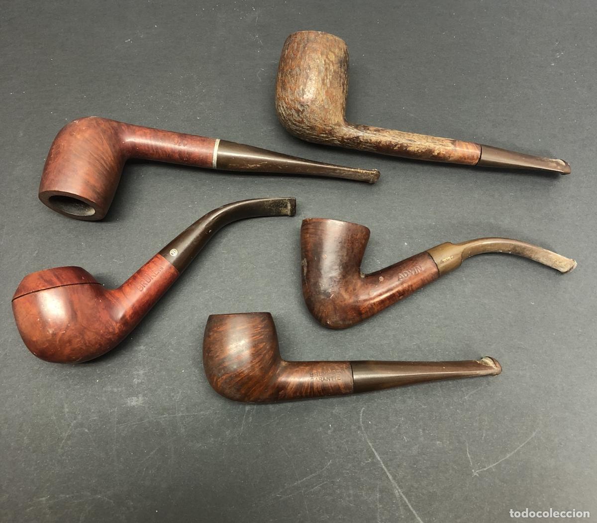 Pipas de fumar: Lote 5 pipas antiguas maderas nobles - Acire - Adyin - Bruyere - Dun King - Bruken