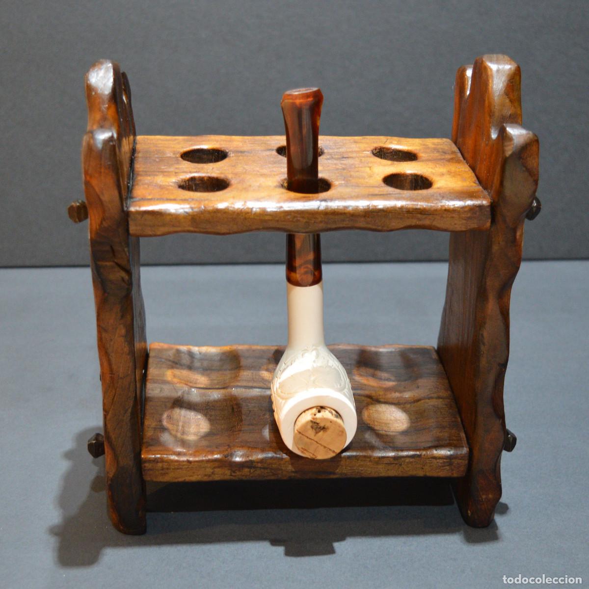 Pipas de fumar: EXPOSITOR SOPORTE MUEBLE MADERA PARA 6 PIPAS