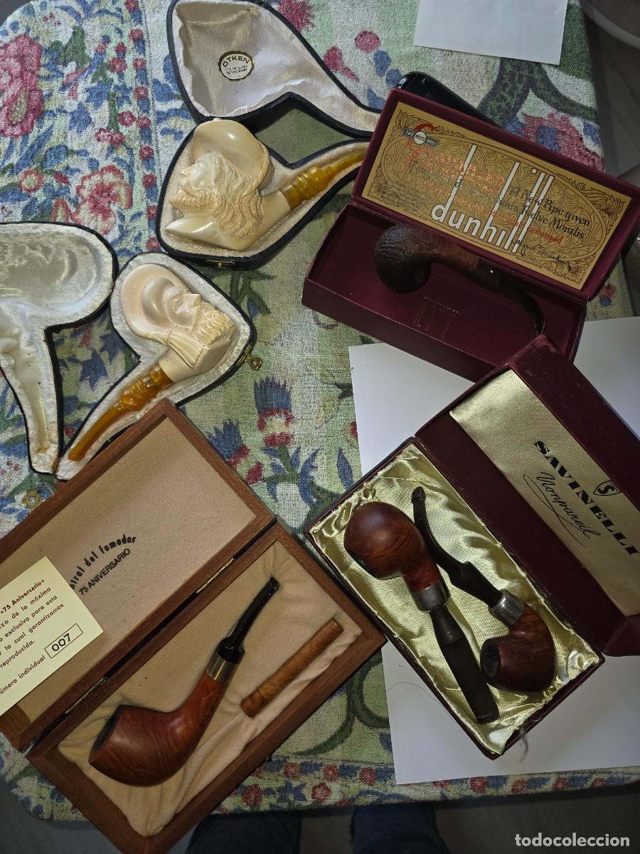 Pipas de fumar: Lote de Gran Lujo: 5 Sets de Pipas de Alta Colecci&oacute;n (Dunhill, Savinelli, Peterson)