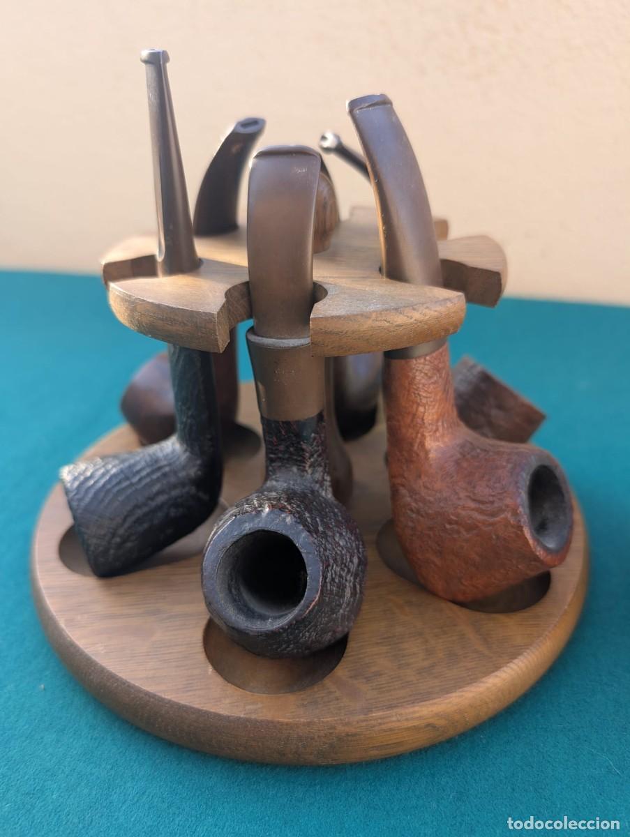 Pipas de fumar: Lote de 6 Pipas de Colecci&oacute;n Vintage (Preben Holm, Stanwell, GBD, Vauen) + Portapipas + Cenicero