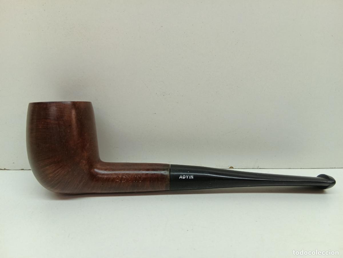 Pipas de fumar: Antigua pipa de fumar marca ADYIN, madera de brezo, estilo Billiard vintage