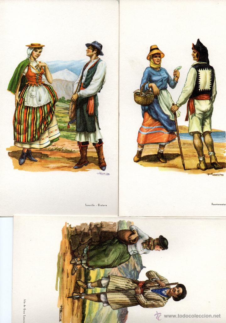Postales: 6 postales targetas de trajes tipicos isle&ntilde;os, - Foto 1