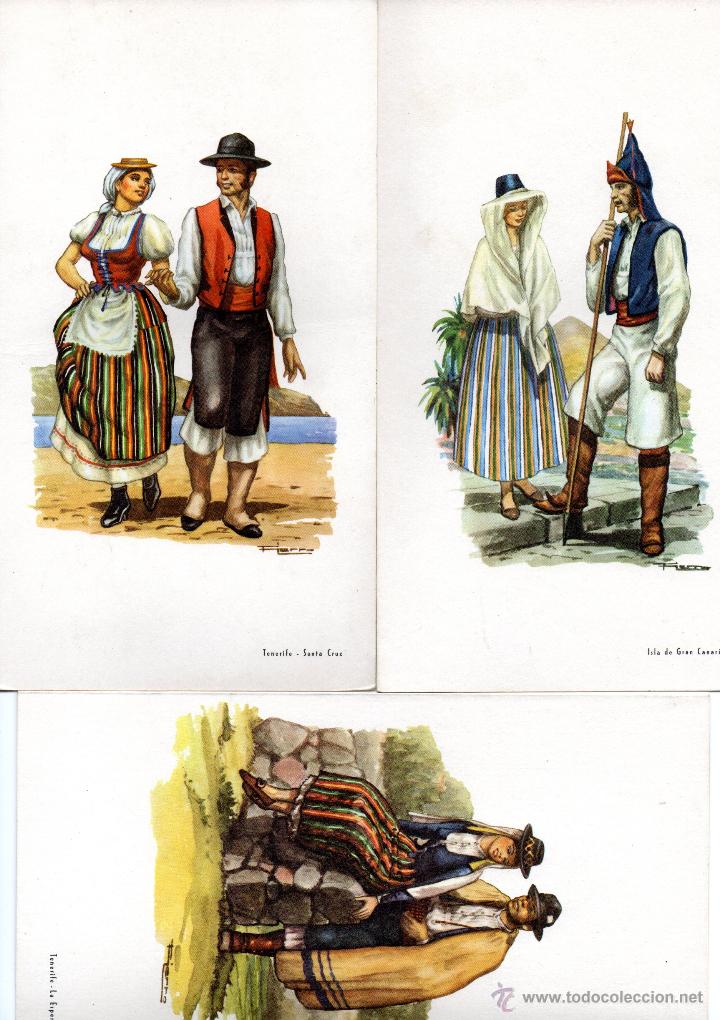 Postales: 6 postales targetas de trajes tipicos isle&ntilde;os, - Foto 2