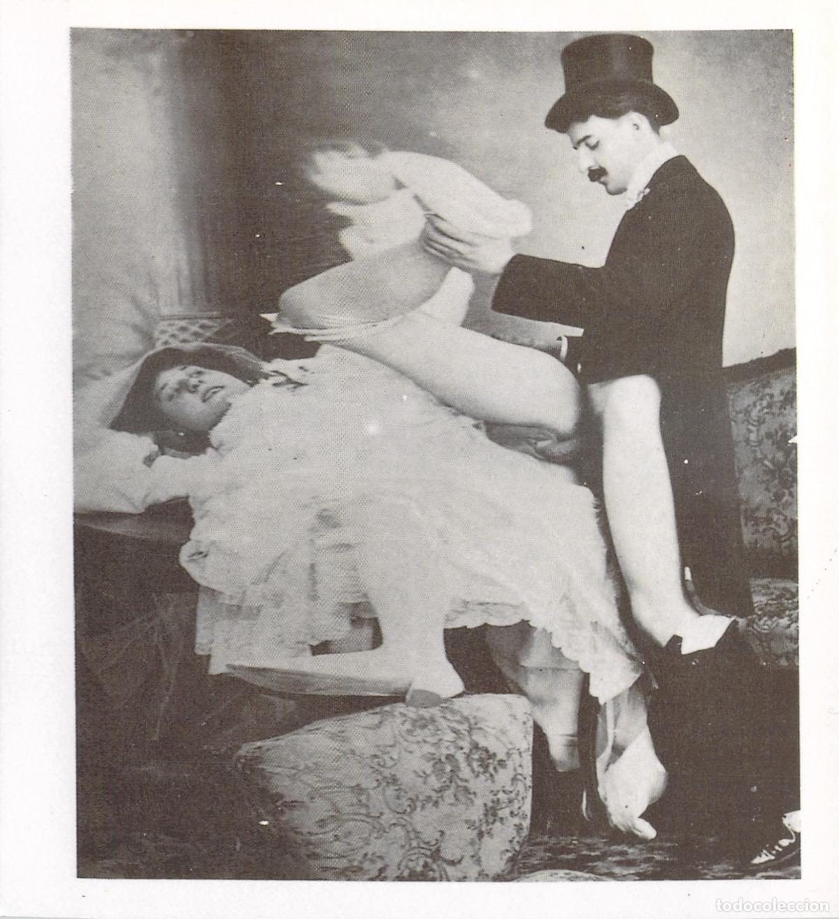 Postales: Postal Er&oacute;tica Cl&aacute;sica Hombre con Chistera y Mujer Reproducci&oacute;n