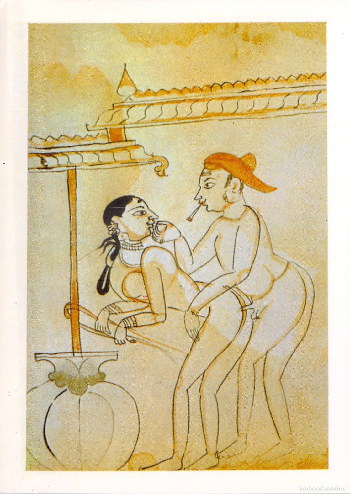 Postales: Postal de Arte Er&oacute;tico Indio Estilo Kama Sutra Ilustraci&oacute;n Reproducci&oacute;n