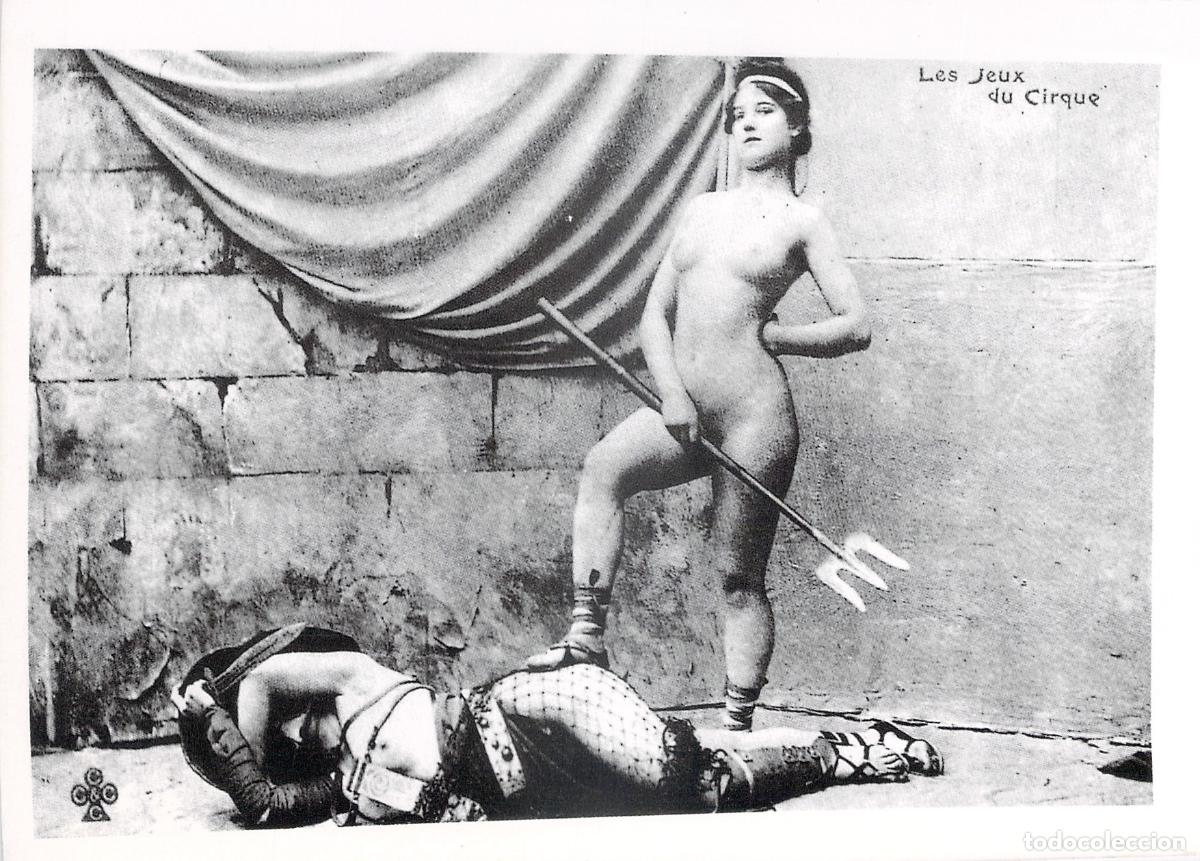 Postales: Postal Art&iacute;stica Les Jeux du Cirque Gladiadoras Desnudo Reproducci&oacute;n