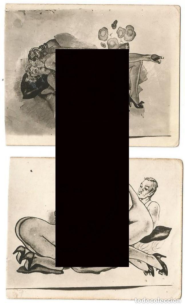 Postkarten: ESCENAS ER&Oacute;TICAS - 2 VI&Ntilde;ETAS - DESNUDOS - PEQUE&Ntilde;AS 8 X 6 CMS
