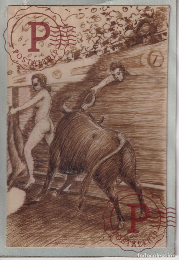 Postales: EXCLUSIVO DIBUJO ORIGINAL J. BERLINCHES. ESPA&Ntilde;A. EROTICA. TOROS. CORRIDAS. DESNUDO. NU. NAKED. ILLUS
