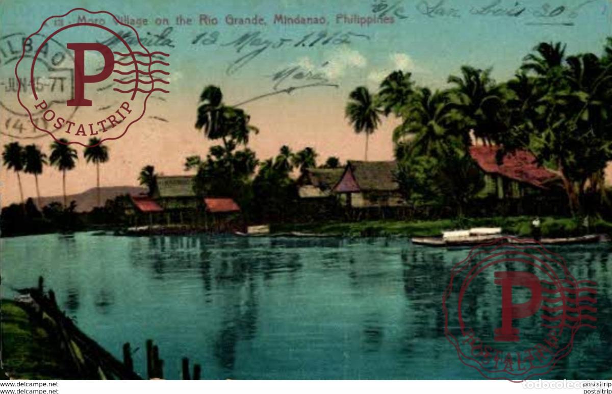 Postkarten: FILIPINAS PHILIPPINES. MORO VILLAGE ON THE RIO GRANDE, MINDANAO