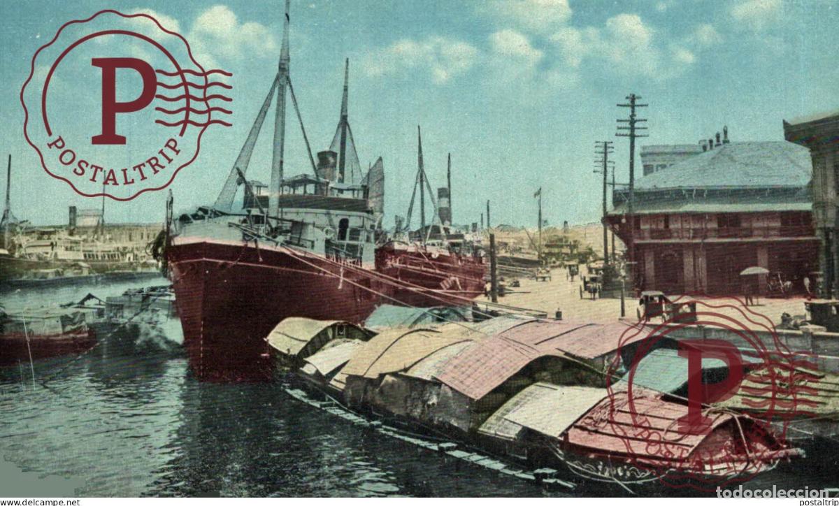 Postcards: FILIPINAS. PHILIPPINES. LOWER PASING RIVER. SHOWING INTER-ISLAND BOATS.