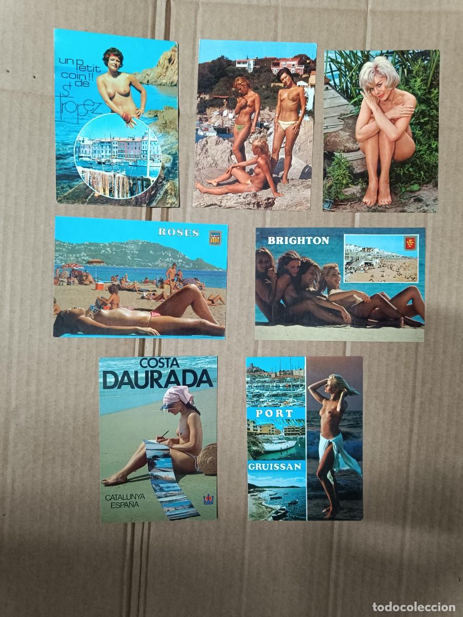 Postcards: LOTE 7 ANTIGUAS POSTALES TURISTICAS EROTICAS, MUJERES DESNUDAS. ROSES, COSTA DAURADA, BRIGHTON -S2