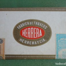 Cajas de Puros: CAJA DE PUROS DE CARTÓN VACÍA FABRICA DE TABACOS. HERRERA Y CIA . CANARIAS. 25 CREMAS.