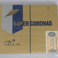 Cajas de Puros: ANTIGUA CAJA DE PUROS, SUPER CORONAS REX 10, ISLAS CANARIAS, TABACOS EN COMISION. SIN ABRIR.. Lote 401300604