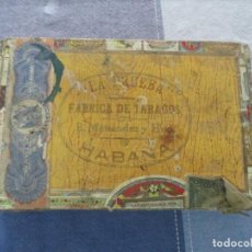 Cajas de Puros: CAJA DE PUROS VACIA LA PRUEBA FABRICA DE TABACOS B.MENÉNDEZ Y HNO HABANA(CUBA) ÉPOCA FRANCO. Lote 237296045