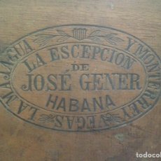 Cajas de Puros: ANTIGUA CAJA PUROS HABANOS LA ESCEPCION JOSE GENER HABANA CUBA TACOS HABANEROS VACIA PRE REVOLUCION. Lote 290187013