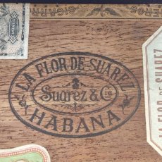 Cajas de Puros: ANTIGUA CAJA DE PUROS LA FLOR DE SUAREZ HABANA CUBA FINALES 1800S. Lote 365847121