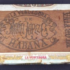 Cajas de Puros: ANTIGUA CAJA DE PUROS LA VENCEDORA HABANA CUBA FINALES DE 1800S. Lote 365847601