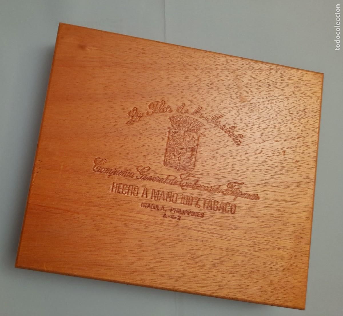 Cajas de puros: Caja de puros La Flor de la Isabela - Filipinas Manila. Vac&iacute;a. 23 x 20 x 4 cm