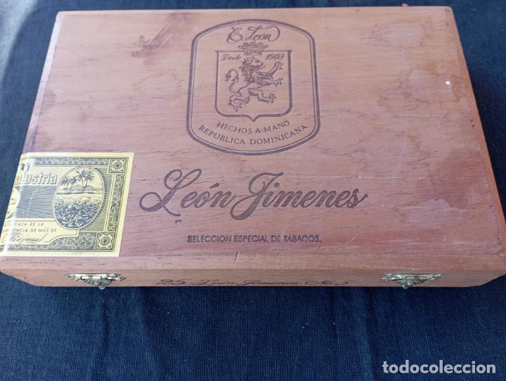 Cajas de puros: CAJA VACIA EL LEON JIMENES. - Foto 1