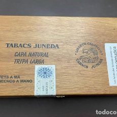Cajas de Puros: TABACS JUNEDA LIBERTO CASTELLÓ CAJA DE MADERA VACÍA CIGARROS HECHOS A MANO CAPA NATURAL TRIPA LARGA