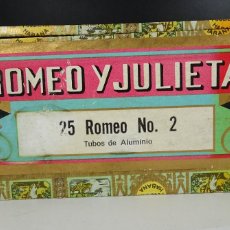 Cajas de Puros: ANTIGUA CAJA PUROS HABANOS ROMEO Y JULIETA, 25 ROMEOS Nº2 TUBOS ALUMINIO, VACÍA, VER FOTOS